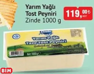 ZİNDE  YARIM YAĞLI TOST PEYNİRİ